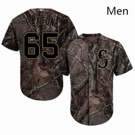 Mens Majestic Seattle Mariners 65 James Paxton Authentic Camo Realtree Collection Flex Base MLB Jersey